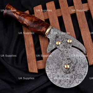 Couteau à pizza en acier damas forgé à la main, OEM ODM disponible, couteau de chef Ulu de haute qualité - Product Image 2