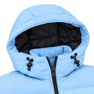 Chaqueta Acolchada Impermeable y Cortavientos para Hombre, con Capucha y Cuello Alto, Color Azul Claro, con Cierre y Forro Grueso de Algodón para Invierno - Product Image 6