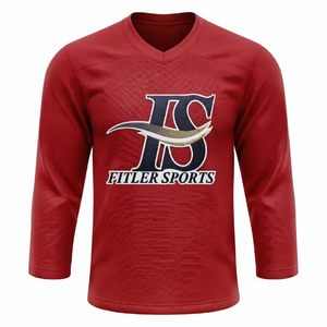 <b>Men's</b> <b>Red</b> <b>Long</b> <b>Sleeve</b> Sports T <b>Shirt</b> Cotton Knitted Gym Training Tee Heat Transfer Printed Fitness Jersey - Product Image 4