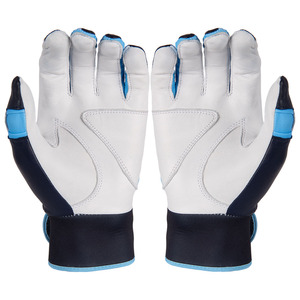 Men Baseball Batting Gloves Navy Blue Leather Breathable Grip Support Adjustable Wrist <b>Strap</b> Sports OEM Factory Supply - Product Image 5