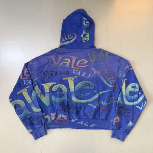 Sudadera con Capucha y Cremallera Valley Dreams, Estampado Azul y Morado, Estilo Casual Unisex, Corte Regular, Estilo Veraniego - Product Image 6
