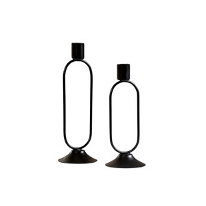 Vintage <b>Matte</b> Black Wrought Iron Taper Candle Holders Set of 3 Slender Candlestick Stand for Wedding <b>Table</b> Centerpiece - Product Image 4