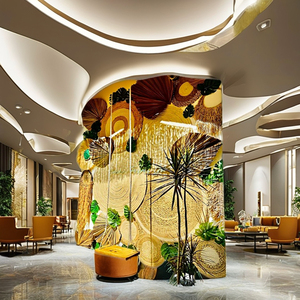 Decoración de Pared Rectangular Bohemia Moderna de Paja Natural, Panel de Arte Hecho a Mano para Interiores de Hotel a Gran Escala, Decoración para Diwali - Product Image 3
