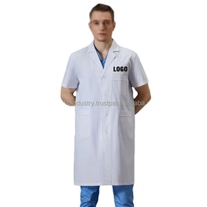 Batas de laboratorio de manga corta personalizables Unisex, uniformes médicos de calidad, ropa de abrigo de Hospital tejida con logotipo personalizado para hombres y médicos - Product Image 1