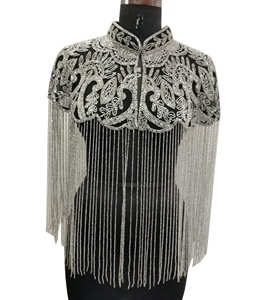 Free size unisex sequins beaded embellished handmade heavy work designer vintage party poncho <b>top</b> very beautiful very stunning - Product Image 1