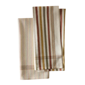 Serviettes de cuisine en coton crème avec rayures brunes, rectangulaires, tissées, lavables en machine - Product Image 4