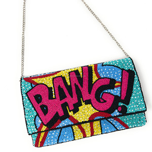 Bolso de Mano Plegable y Duradero con Cuentas, Estilo Pop Art y Cómic, Hecho a Mano, con Lentejuelas, Bordado de Texto, Moderno, para Navidad - Product Image 2