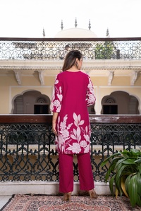 Printed Notch Neck Pure Cotton <b>Tunic</b> With Trouser - Product Image 4