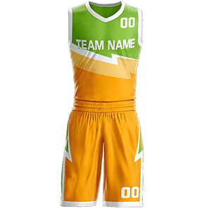 Conjunto de Uniforme de Baloncesto Personalizado Verde Naranja, Jersey sin Mangas Sublimado, Pantalones Cortos, Absorbe la Humedad, Unisex, Ropa Deportiva para Equipos Adultos - Product Image 2