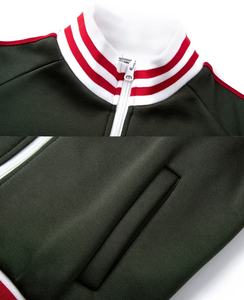 Boys' Winter Cotton Webbing Striped Stand Collar Windproof Zipper Sweatshirt Casual Sport <b>Jacket</b> Set Available Select Colors - Product Image 4