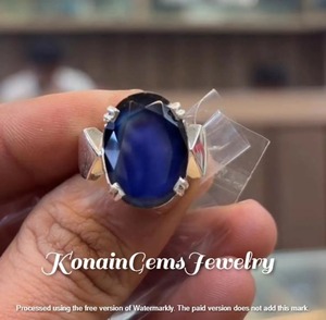 Handmade Blue Onyx Silver Men’s <b>Ring</b> | Vintage Oxidized <b>Statement</b> <b>Ring</b> | Tribal Designer Jewelry - Product Image 2