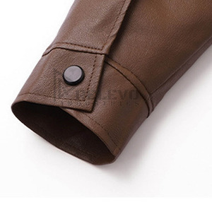 Nouvelle veste en cuir marron pour homme, style moto, coupe ajustée, col rabattu, fermeture éclair sur le devant, logo, vêtement d'automne - Product Image 5