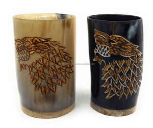 Gobelet en corne naturelle écologique avec finition polie lisse, tasse à boire artisanale pour l'eau et les jus - Product Image 2