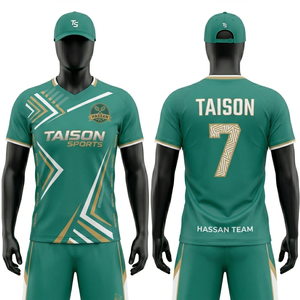 เสื้อแบดมินตันชาย ผ้าโพลีเอสเตอร์ 180 GSM ระบายอากาศได้ดี สีน้ำเงิน-ดำ ลายเรขาคณิต  รับสกรีนโลโก้ตามแบบ - Product Image 5