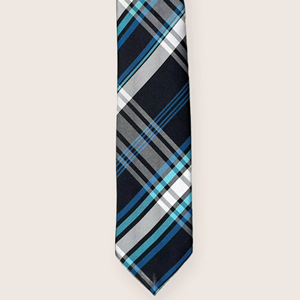 Corbata de Seda a Cuadros Azul de Lujo Bazwil para Hombre |   Corbata a Cuadros de Diseño Premium para Negocios, Bodas, Fiestas y Uso Formal en la Oficina - Product Image 1