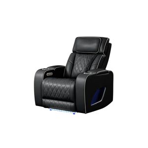 Sillón Reclinable Fortuner de Estilo Moderno con Estructura de Madera y Función de Masaje, Tapicería Negra - Product Image 6