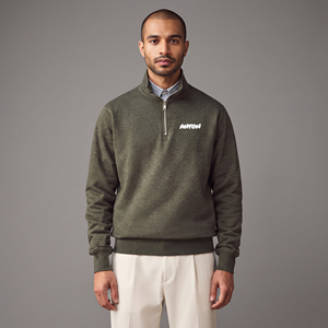 Sudadera de hombre con cremallera de un cuarto, verde oliva, forro polar, cuello alto, logotipo personalizado, ropa casual de invierno, OEM - Product Image 4