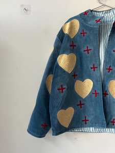 Impresionante y Hermosa Chaqueta de Mujer con Bordado de Corazón Festivo, Ropa Exterior Bohemia, Abrigo de Terciopelo con Bordado Suzani para Chicas - Product Image 4