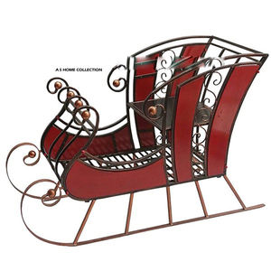 Caja Decorativa Navideña Metálica Vintage con Acabado Liso, Trineo de Navidad, Santa Claus, Adorno Decorativo para el Hogar - Product Image 1