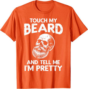 T-shirt en coton pour hommes, décontracté, à manches courtes, avec image de crâne, Touch My Beard Tell Me Im Pretty - Product Image 6