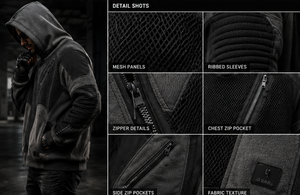 Sudadera con Capucha para Motociclistas, de Malla 3D y Forro Polar, con Protectores Extraíbles con Certificación CE - Product Image 3
