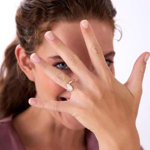 Oval Cut White Diamond Engagement <b>Ring</b> in Solid Yellow Gold Minimalist <b>Plain</b> Metal Bypass Band Unique Asymmetric Modern <b>Ring</b> - Product Image 1