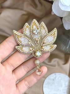 Children's Decorative Embroidery Beaded Brooch Premium Handmade Craftsmanship Elegant Floral Design for Anniversary Occasions - Product Image 1