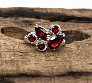 Handmade Garnet <b>Two</b> <b>Stone</b> <b>Ring</b> 925 Sterling Silver Elegant Women's Jewelry Gift - Product Image 6