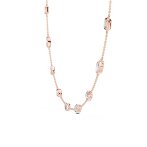 Collier de luxe en or rose 14 carats avec serti Aurora et diamant taille émeraude cultivé en laboratoire - Product Image 3