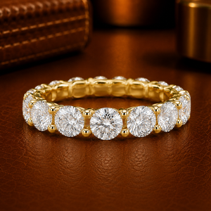 แหวนเพชรแล็บโกรว์ทองคำแท้ 14K ขายส่ง ทรงบริลเลียนท์คัท แบบ U Prong ประดับเพชรเต็มวง สำหรับงานแต่งงาน เครื่องประดับผู้หญิง น้ำหนักเพชรรวม 4.00 กะรัต ชุบโรเดียม - Product Image 1
