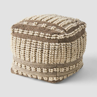Pouf console vintage en incrustation d'os avec couvercle amovible, tabouret de rangement pliable et doux, pouf marocain Boho inspiré de l'Inde