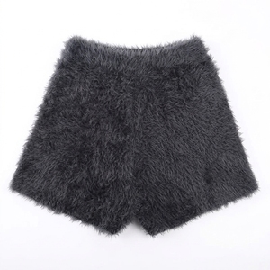 Spandex/Polyester Fashionable Design <b>Red</b> Elastic Waist Breathable Skinny Casual <b>Ladies</b> Cute Garment Dyed Knitted <b>Shorts</b> Pants - Product Image 2