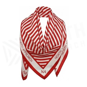 NORTH APPROACH Square Silk <b>Scarf</b> <b>Red</b> White Striped Elegant Multi-Functional Fashion Accessory All Seasons Unisex - Product Image 3