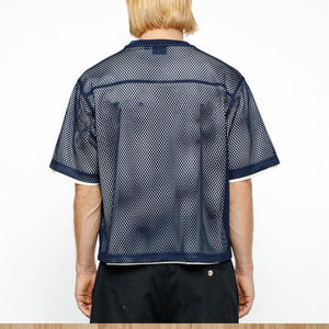 Crew Neck Screen Print Streetwear Boxy Fit Mesh Jersey <b>Tshirt</b> Custom Ribbed Neckline Loose <b>Polyester</b> T Shirt for Men - Product Image 2