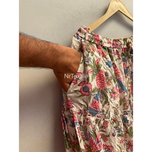 Jupe midi en coton à imprimé floral, taille élastique, coupe trapèze, style bohème ample, ourlet à volants, robe décontractée de printemps, tissée et respirante - Product Image 2