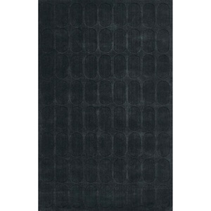 Tapis moderne bleu marine tufté à la main, 100 % laine de Nouvelle-Zélande, tapis géométrique texturé pour salon et chambre à coucher - Product Image 1