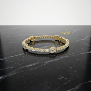 สร้อยข้อมือทองคำทรงเรขาคณิตประดับเพชรแล็บโกรว์สำหรับผู้หญิง ดีไซน์เรียบหรูคลาสสิก เหมาะสำหรับงานหมั้น งานครบรอบ และงานปาร์ตี้ - Product Image 1