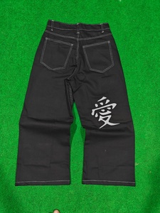 Jean large respirant taille mi-haute pour homme, gris fumé, à franges, gris ciment, en denim délavé, motif uni, boutonné - Product Image 5