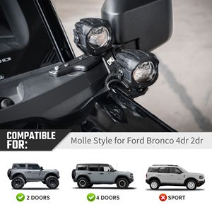 Sistema di Illuminazione OMU Serie Genesis 2021+ per Ford Bronco, Supporto in Alluminio per Montaggio su Montante A, Illuminazione Fuoristrada - Product Image 6