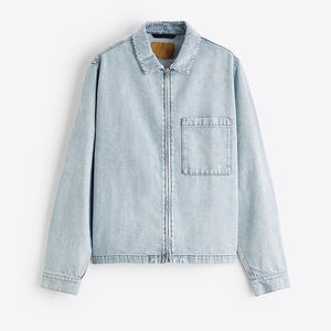 Nouvelle veste en jean tendance surdimensionnée à col et fermeture éclair, durable et écologique, pour homme, hiver, avec grande poche avant - Product Image 5