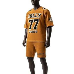 Men Football Shirt Shorts <b>Set</b> Premium GSM Polyester Cotton <b>Knit</b> Fabric Solid Color Tackle Twill Custom Logo short <b>set</b> for men's - Product Image 4