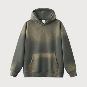 เสื้อฮู้ดดี้โอเวอร์ไซส์ผู้ชาย แขนยาว ผ้าฝ้ายเฟรนช์เทอร์รี่ สไตล์ลำลอง สำหรับฤดูใบไม้ร่วง มีกระเป๋า - Product Image 2