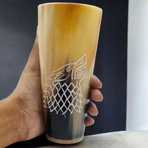 Verre en corne naturelle de qualité supérieure, fabriqué à la main, écologique, verre à boire unique, durable, ensemble de vaisselle de luxe, article cadeau - Product Image 1