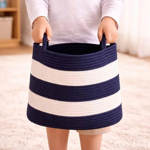 Artisan Cotton <b>Woven</b> <b>Basket</b> Eco Friendly Home Organizer Multi Purpose Cotton Rope <b>Basket</b> for Shelf and Closet Storage OEM ODM - Product Image 5