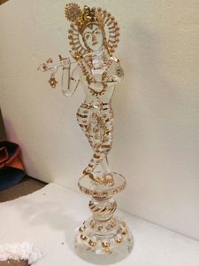 Idole artisanale en verre du Dieu Ganesha avec finition dorée, design cloche suspendue décorative, statue religieuse hindoue pour la décoration intérieure - Product Image 3
