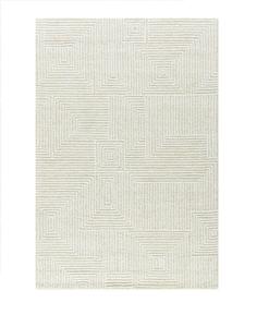 Tapis en laine tufté à la main, motif géométrique, beige neutre, tapis de salon, texture moderne, revêtement de sol, taille personnalisée - Product Image 1