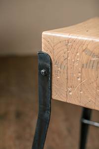 Best Handmade Hand Forged Iron <b>Bar</b> Stool With Natural Solid Wood Block Seat Artistic Metal Frame Kitchen And Counter Cafe - Product Image 3