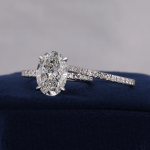 Oval Cut <b>Diamond</b> Engagement <b>Ring</b> Women's Platinum Prong Setting Pave Band Classic Style IGI Certified - Product Image 6
