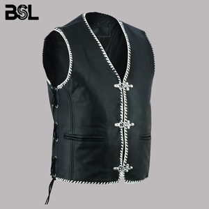 Chaleco de Cuero para Motociclista, Verano, Hombre, Superventas |   Chaleco de equitación transpirable con tallas grandes y cierres metálicos |   Chaleco de motociclista bordado - Product Image 5