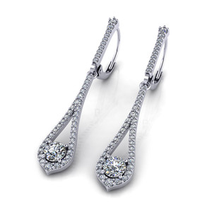 Boucles d'oreilles clous en diamant de laboratoire, design cluster platine - Product Image 2